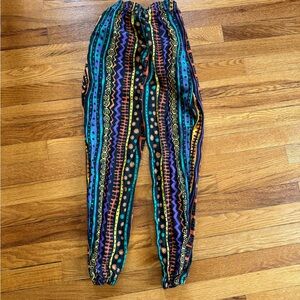 Vintage 90s Retro Colorful Lounge Pants, Wacky Fresh Prince, Youth Small Pockets